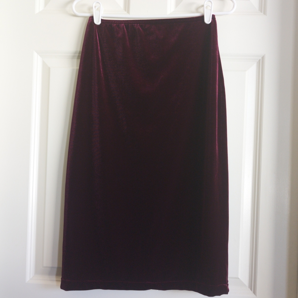 Vintage 90s or Y2K wine burgundy midi skirt